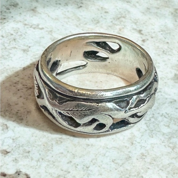 Vintage 90s Abstract Sterling Silver Ring Band (7) - Picture 6 of 7